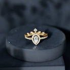 Rosec Jewels-Vintage Style Moissanite Teardrop Wedding Ring Set