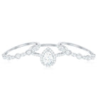 Pear Shaped Moissanite Engagement Ring with 2 Enhancers D-VS1 - Rosec Jewels