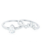 Pear Cut Moissanite Solitaire Bridal Ring Set with Certificate D-VS1 - Rosec Jewels