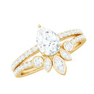 Pear Cut Moissanite Solitaire Bridal Ring Set with Certificate D-VS1 - Rosec Jewels