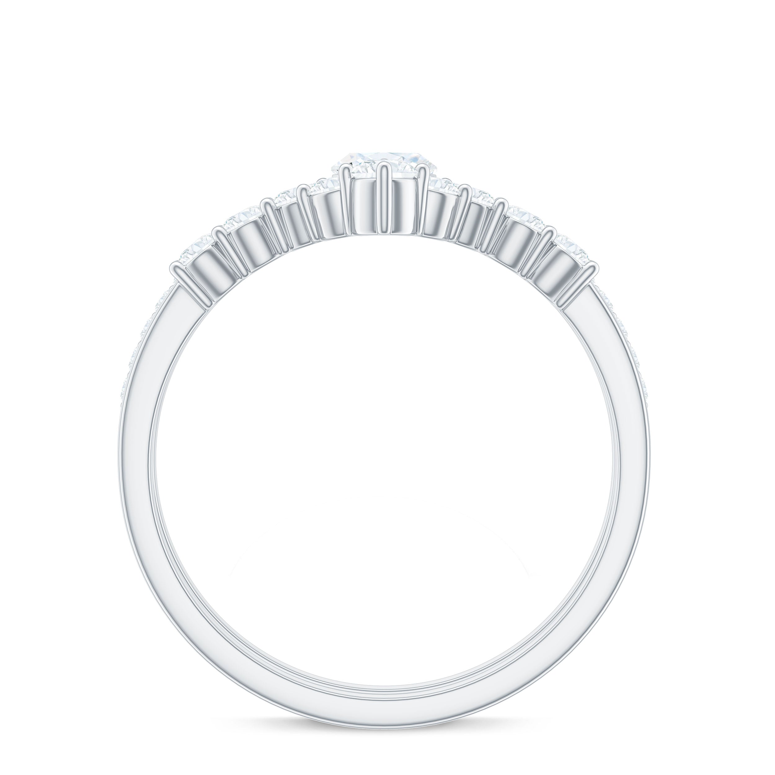 Rosec Jewels-Marquise Cut Moissanite Engagement Ring with V-Shaped Wedding Band