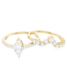 Rosec Jewels-Marquise Cut Moissanite Engagement Ring with V-Shaped Wedding Band