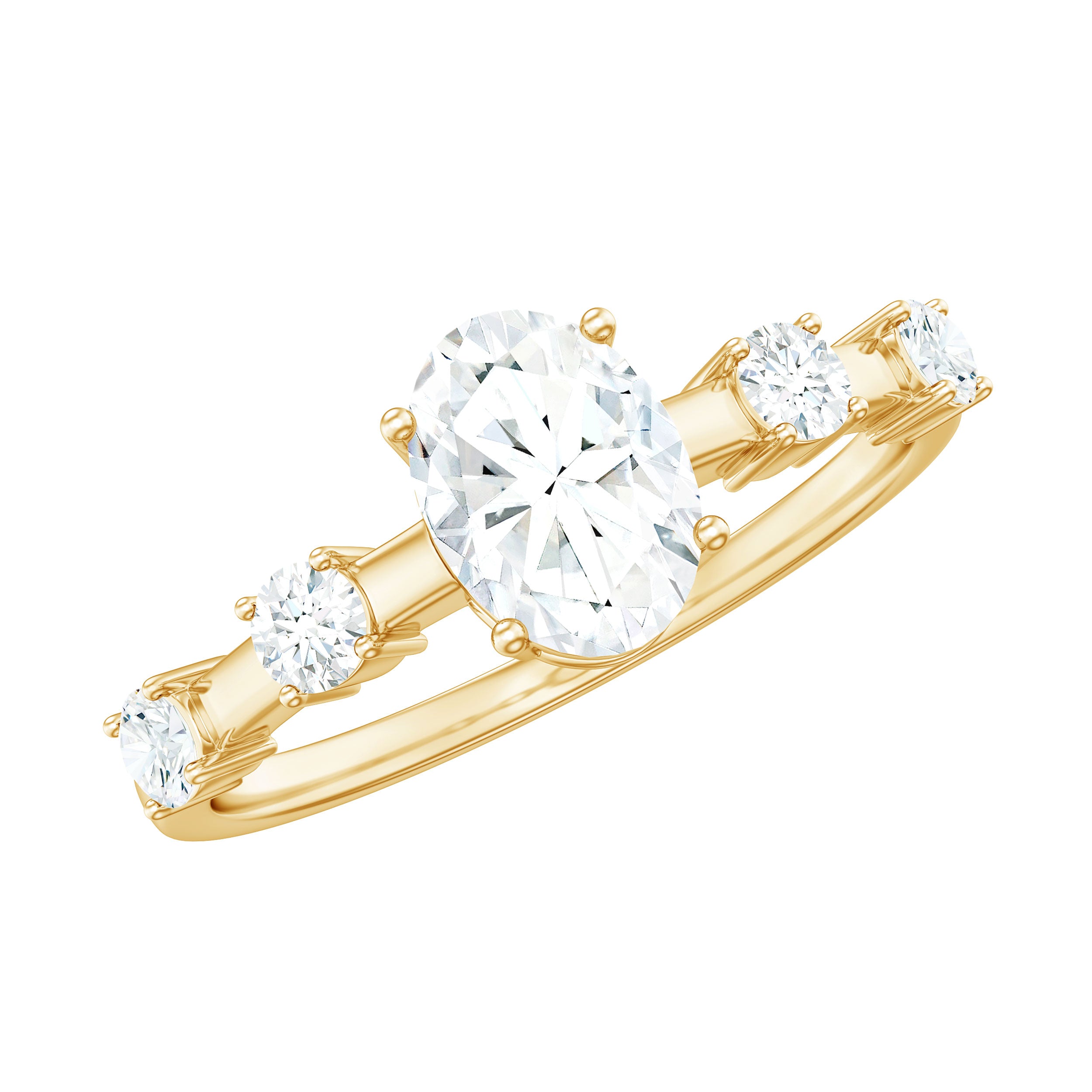 Rosec Jewels-1.75 CT Oval Zircon Solitaire Engagement Ring in Gold