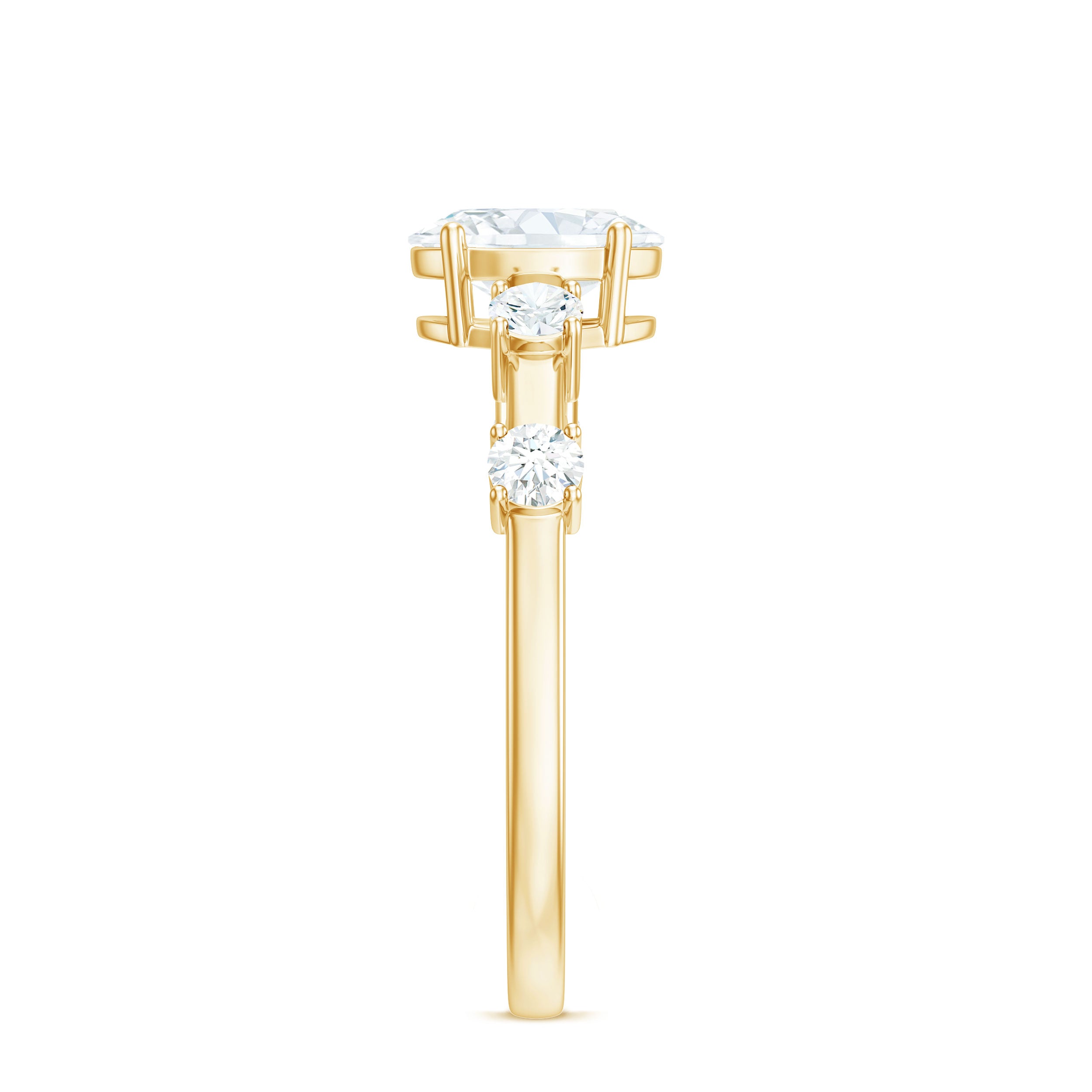 Rosec Jewels-1.75 CT Oval Zircon Solitaire Engagement Ring in Gold