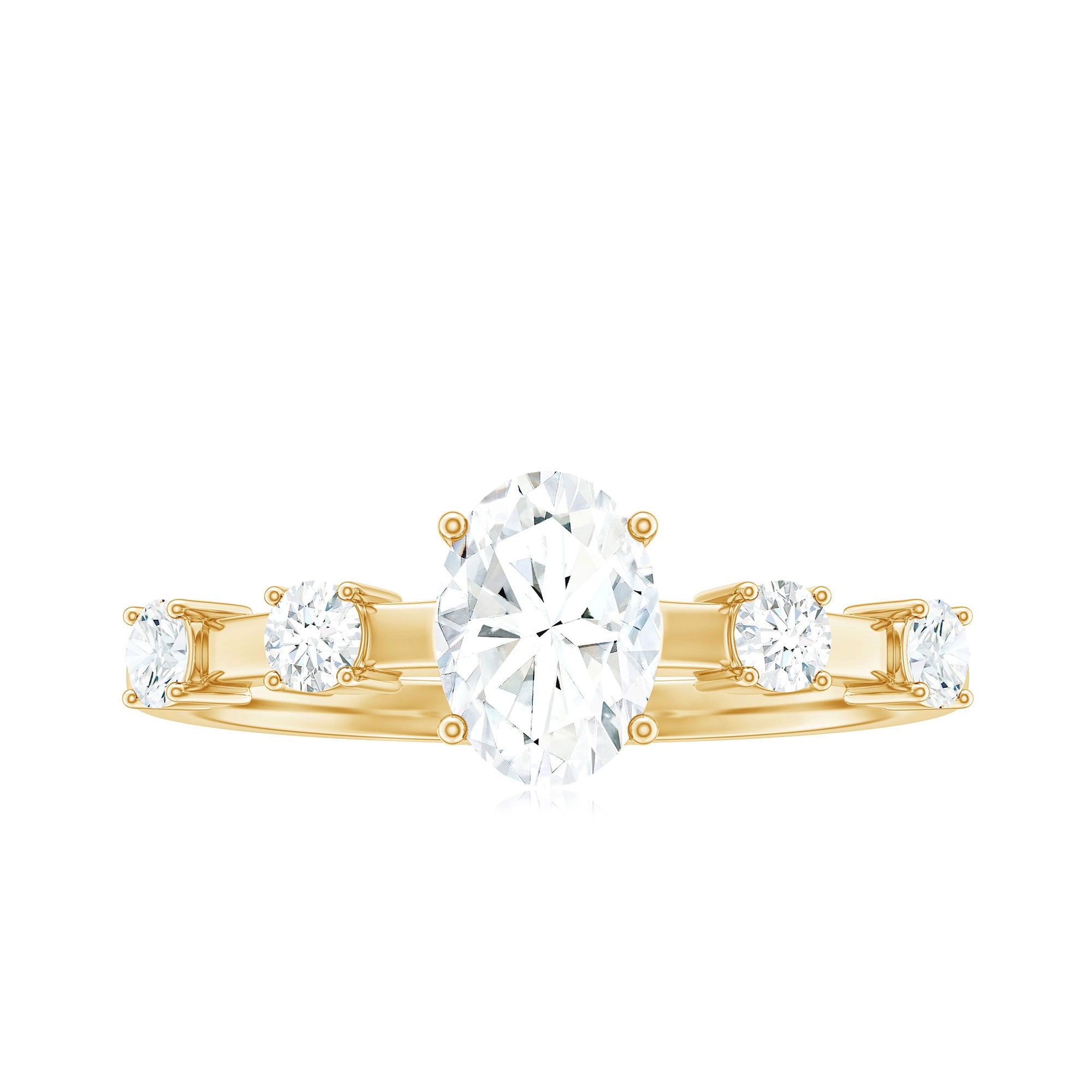 Rosec Jewels-1.75 CT Oval Zircon Solitaire Engagement Ring in Gold