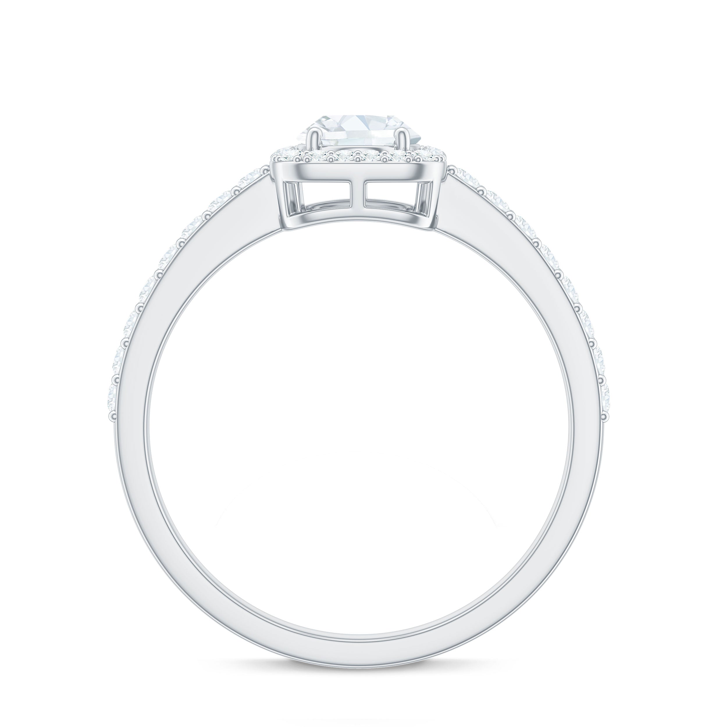 2 CT Oval Cut Zircon Halo Engagement Ring with Side Stones AAAA - Rosec Jewels