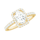 2 CT Oval Cut Zircon Halo Engagement Ring with Side Stones AAAA - Rosec Jewels