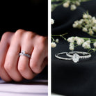Rosec Jewels-Oval Shaped Moissanite Engagement Ring with Wedding Band Set