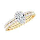 Rosec Jewels-Oval Shaped Moissanite Engagement Ring with Wedding Band Set