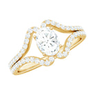 2.25 CT Oval Cut Zircon Engagement Ring with Split Shank AAAA - Rosec Jewels