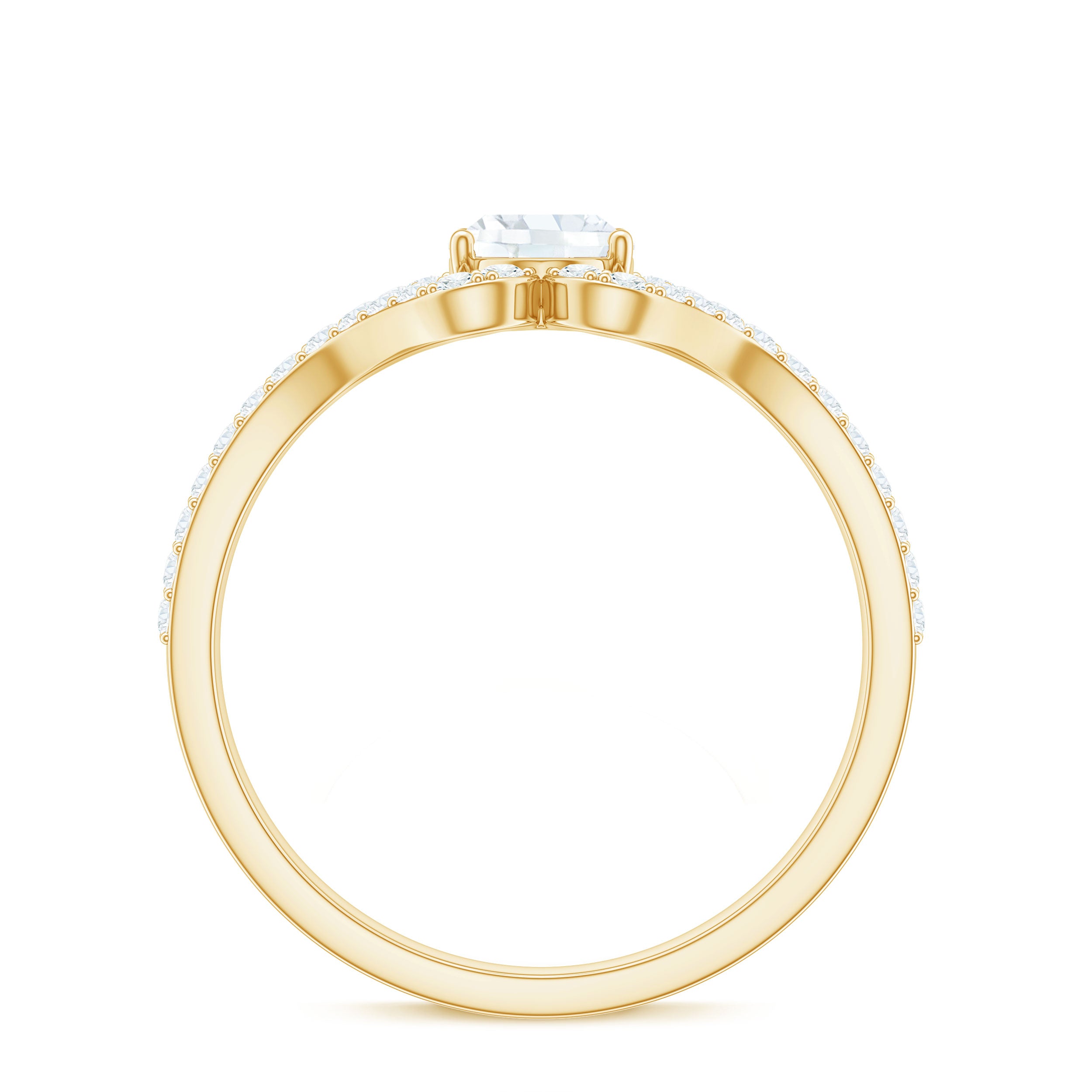 2.25 CT Oval Cut Zircon Engagement Ring with Split Shank AAAA - Rosec Jewels