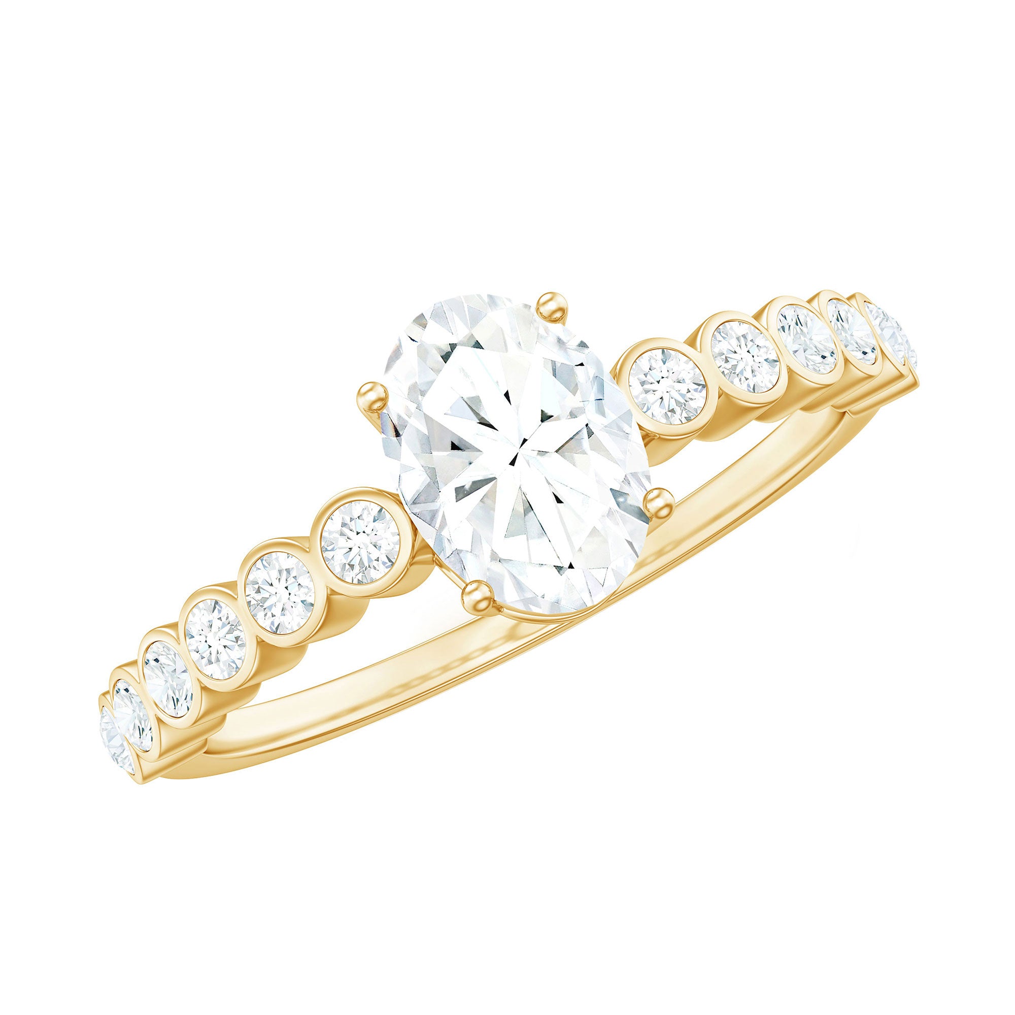 1.75 CT Prong Set Oval Cubic Zirconia Solitaire Engagement Ring AAAA - Rosec Jewels