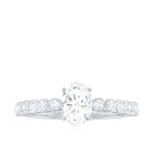 Oval Cut Moissanite Engagement Ring with Side Stones D-VS1 - Rosec Jewels