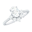 2 CT Oval Cubic Zirconia Engagement Ring with Half Halo AAAA - Rosec Jewels