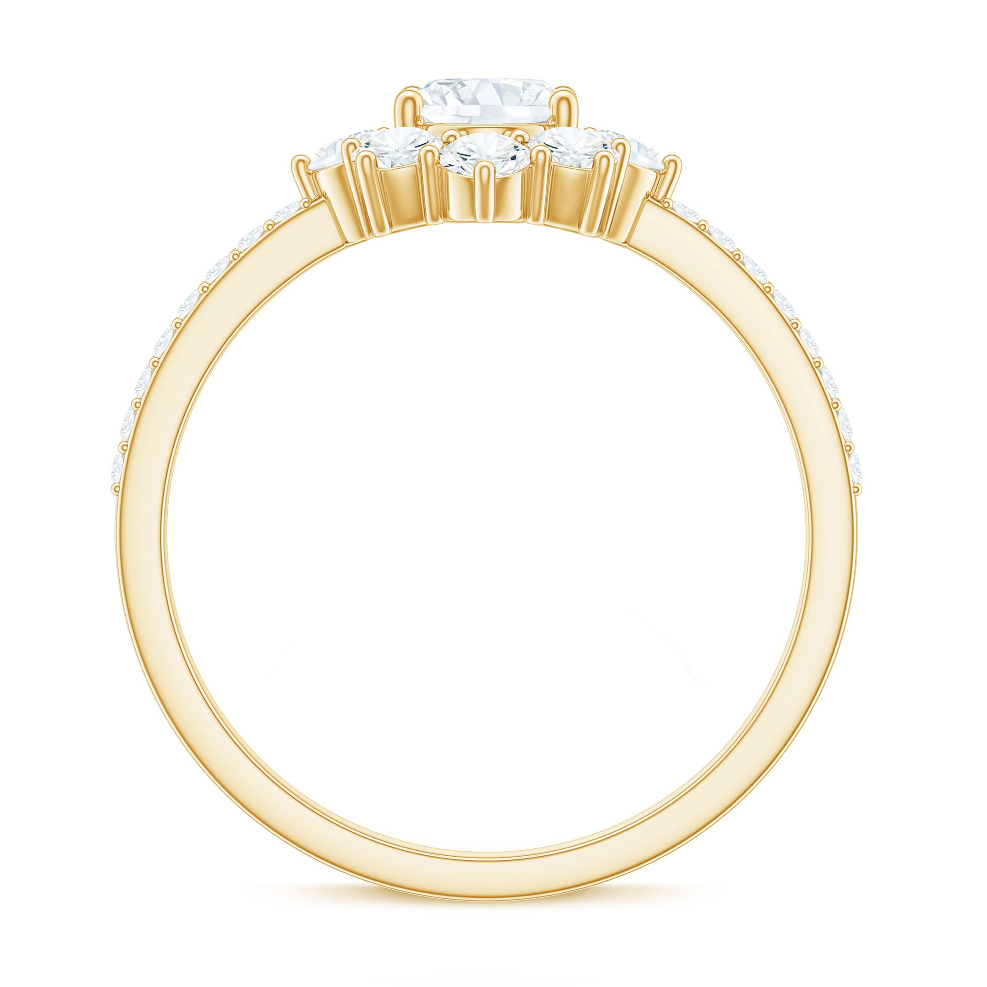 2 CT Oval Cubic Zirconia Engagement Ring with Half Halo AAAA - Rosec Jewels