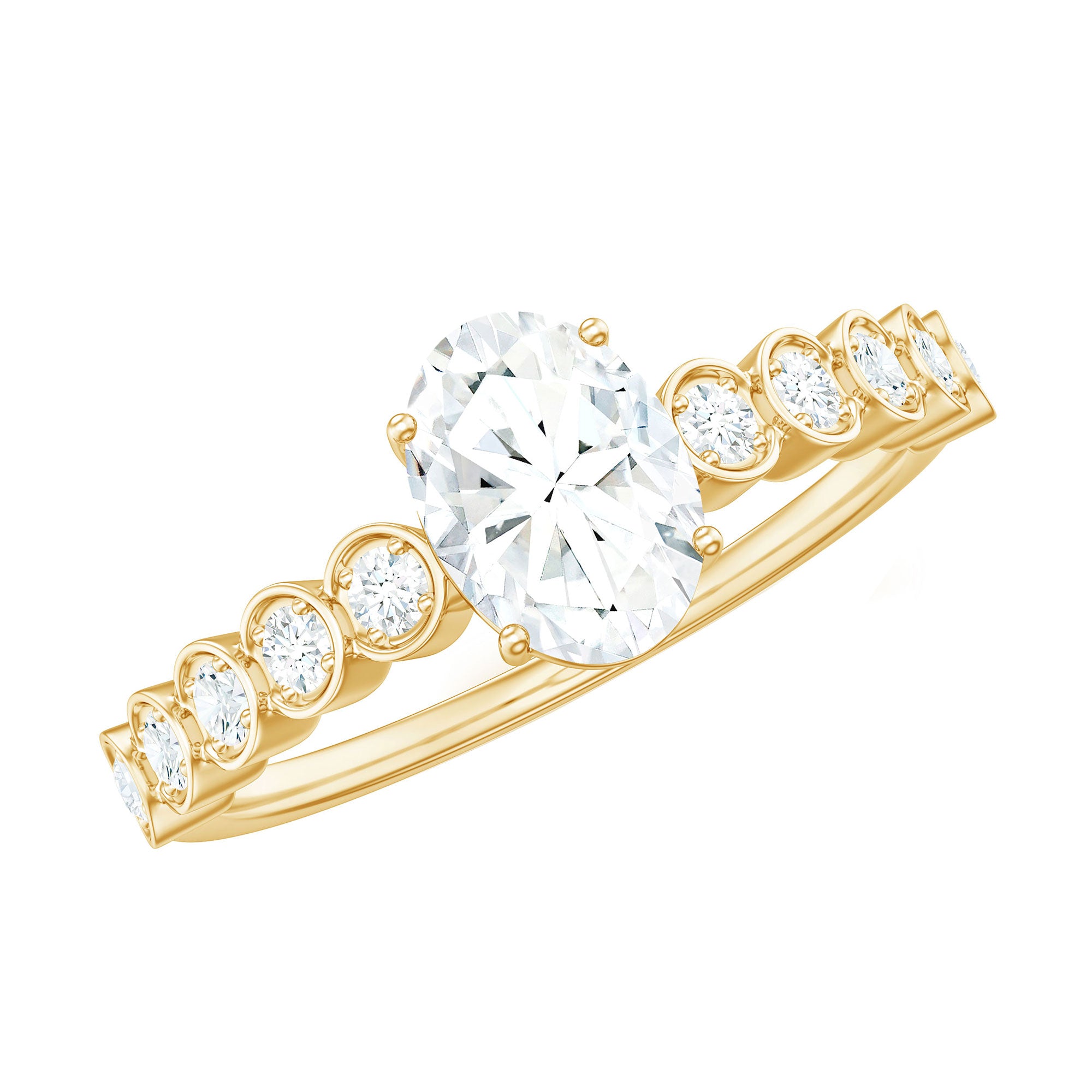 1.75 CT Prong Set Oval Cut Zircon Solitaire Engagement Ring AAAA - Rosec Jewels