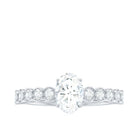 Certified Moissanite Oval Cut Engagement Ring with Side Stones D-VS1 - Rosec Jewels