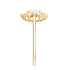 Certified Oval Moissanite Flower Halo Engagement Ring D-VS1 - Rosec Jewels