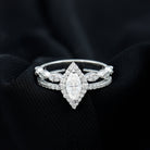 1.75 Ct Vintage Halo Moissanite Double Band Engagement Ring Moissanite - ( D-VS1 ) - Color and Clarity - Rosec Jewels