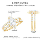 Rosec Jewels-Marquise Cut Moissanite Double Band Engagement Ring with Certificate