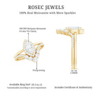Rosec Jewels-Marquise Cut Moissanite Halo Engagement Ring with Chevron Wedding Band