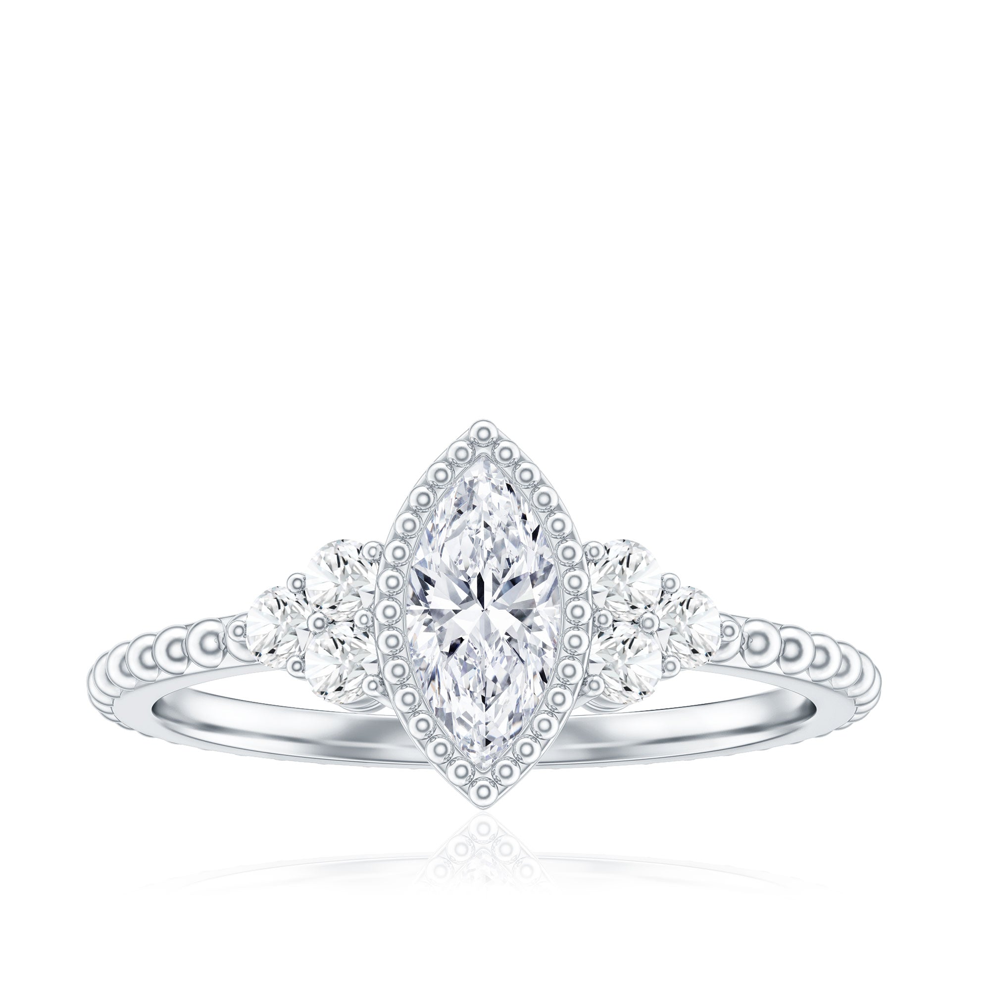 Marquise Cut Moissanite Vintage Looking Engagement Ring D-VS1 - Rosec Jewels
