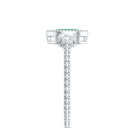 Vintage Inspired Emerald Promise Engagement Ring with Trio Diamond AAA - Rosec Jewels