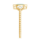 Vintage Inspired Emerald Promise Engagement Ring with Trio Diamond AAA - Rosec Jewels