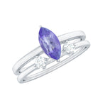 Natural Marquise Tanzanite Diamond Promise Ring Set of 2 AAA - Rosec Jewels