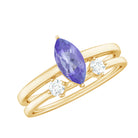 Natural Marquise Tanzanite Diamond Promise Ring Set of 2 AAA - Rosec Jewels