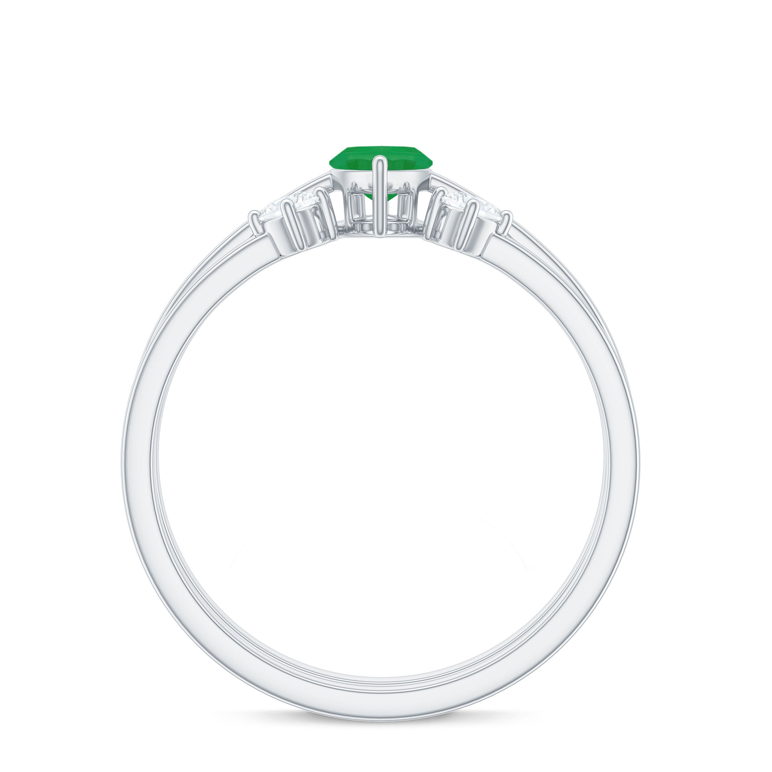Natural Marquise Emerald Diamond Promise Ring Set of 2 AAA - Rosec Jewels