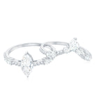 Marquise Cut Moissanite Wedding Ring Set with Beaded Detail D-VS1 - Rosec Jewels