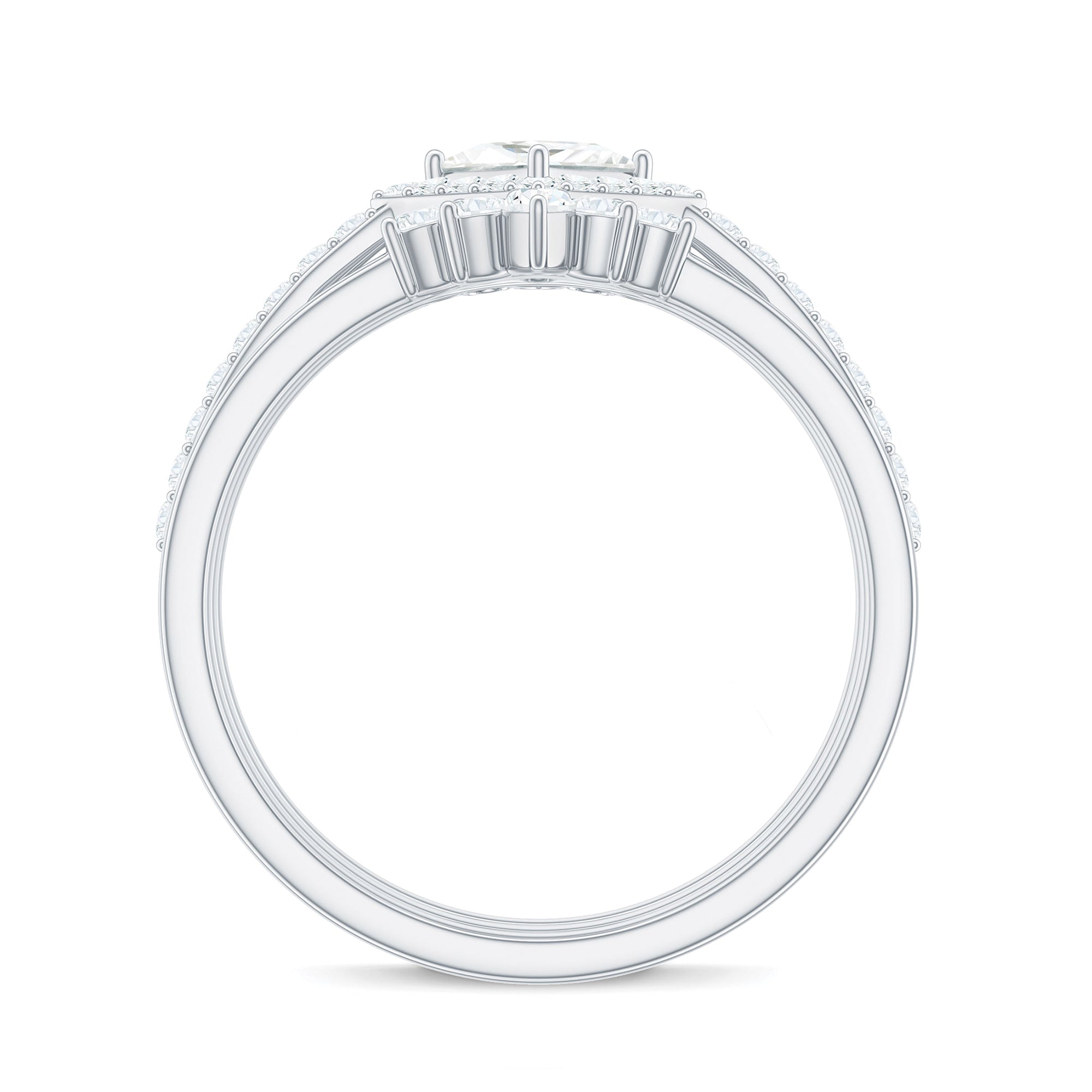 Princess Cut Moissanite Trio Bridal Ring Set with Certificate D-VS1 - Rosec Jewels