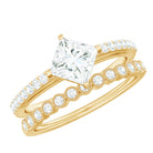 Rosec Jewels-Princess Cut Moissanite Engagement Ring with Wedding Band Set