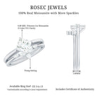Princess Cut Moissanite Solitaire Wedding Ring Set for Her D-VS1 - Rosec Jewels