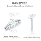 Cubic Zirconia Solitaire Ring Set with V Shape Band AAAA - Rosec Jewels
