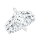 Rosec Jewels-Classic Trio Bridal Ring Set with Princess and Round Cut Moissanites