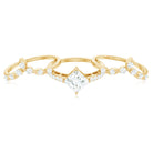 Rosec Jewels-Classic Trio Bridal Ring Set with Princess and Round Cut Moissanites