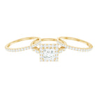 Princess Cut Moissanite Halo Engagement Ring with Wedding Bands D-VS1 - Rosec Jewels