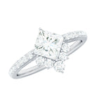Princess Cut Moissanite Designer Engagement Ring for Women D-VS1 - Rosec Jewels