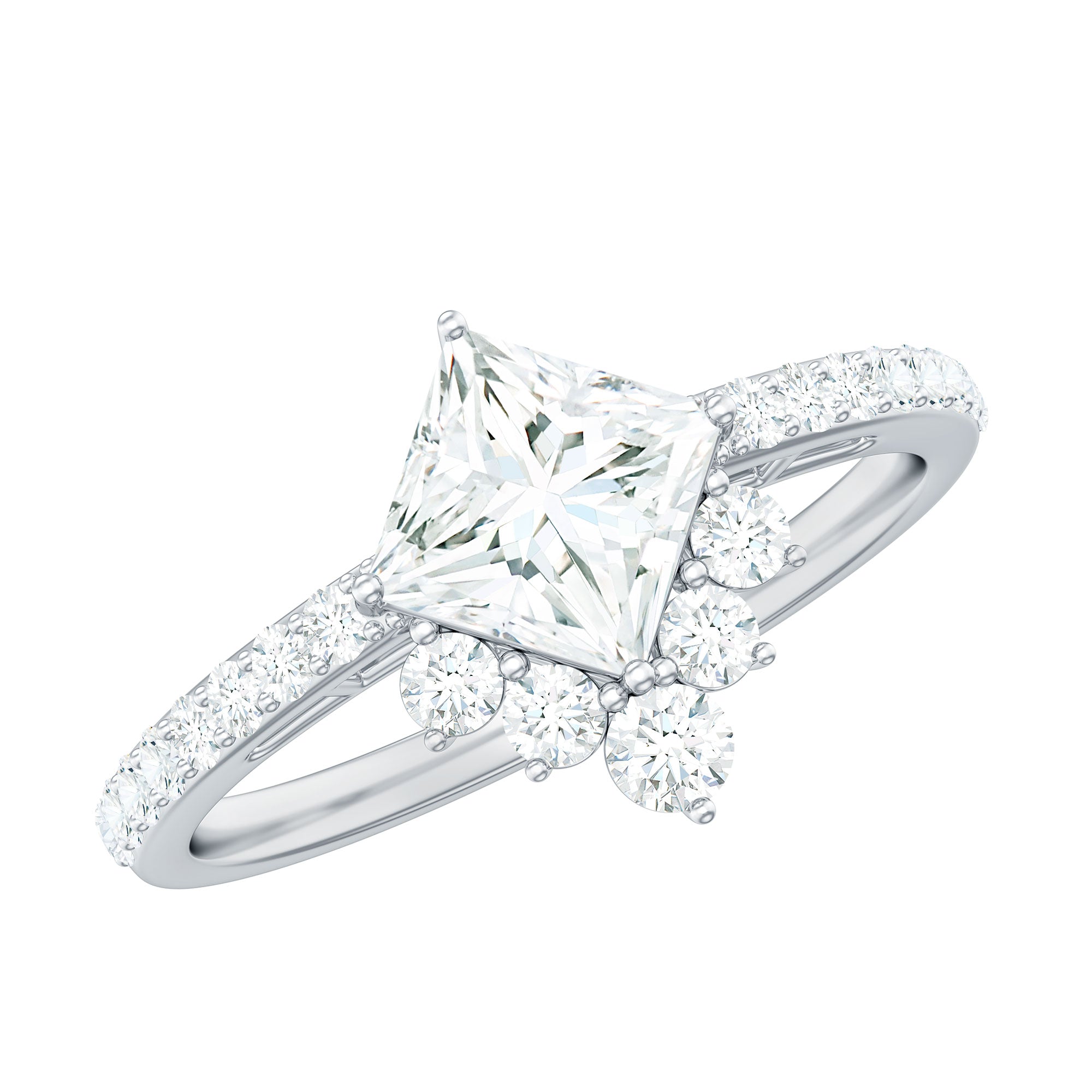 1.75 CT Princess Cut Solitaire Zircon Designer Engagement Ring