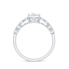 Princess Cut Zircon Double Band Engagement Ring with Side Stones AAAA - Rosec Jewels