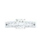 Princess Cut Zircon Double Band Engagement Ring with Side Stones AAAA - Rosec Jewels