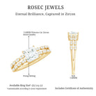 Princess Cut Zircon Double Band Engagement Ring with Side Stones AAAA - Rosec Jewels