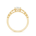 Princess Cut Zircon Double Band Engagement Ring with Side Stones AAAA - Rosec Jewels