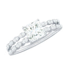 Certified Moissanite Princess Cut Engagement Ring in Double Band D-VS1 - Rosec Jewels