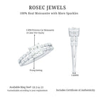 Certified Moissanite Princess Cut Engagement Ring in Double Band D-VS1 - Rosec Jewels