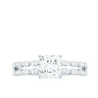 Certified Moissanite Princess Cut Engagement Ring in Double Band D-VS1 - Rosec Jewels
