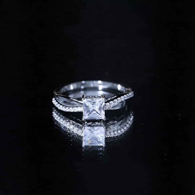 1 Carat Princess Cut Cubic Zirconia Solitaire Engagement Ring AAAA - Rosec Jewels