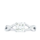 Rosec Jewels-Princess Cut Moissanite Crossover Engagement Ring for Women